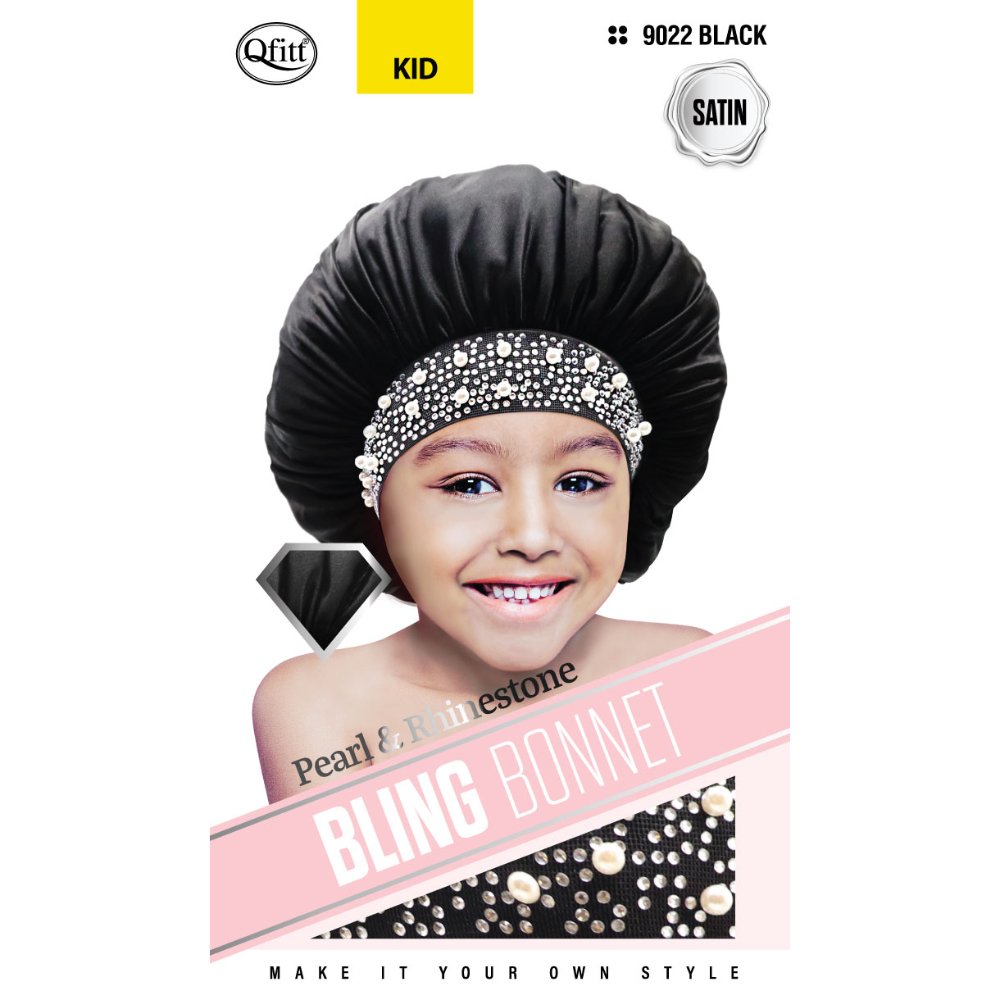 BLING SATIN KIDS BONNET - PEARL - 9022
