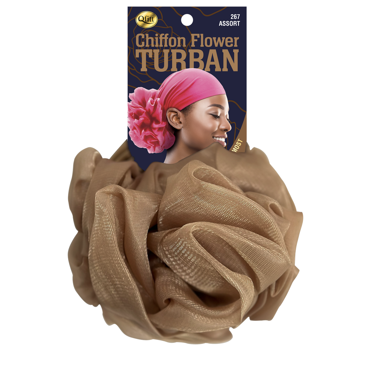 CHIFFON FLOWER TURBAN [ASSORT-6 PIECES SET]