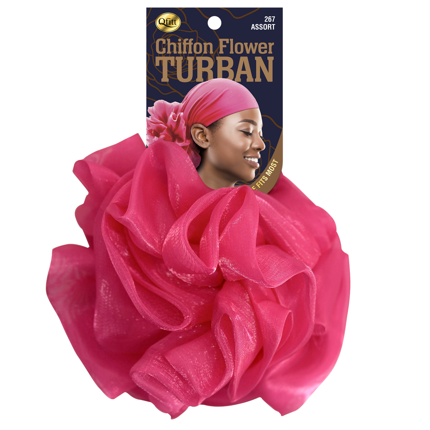 CHIFFON FLOWER TURBAN [ASSORT-6 PIECES SET]