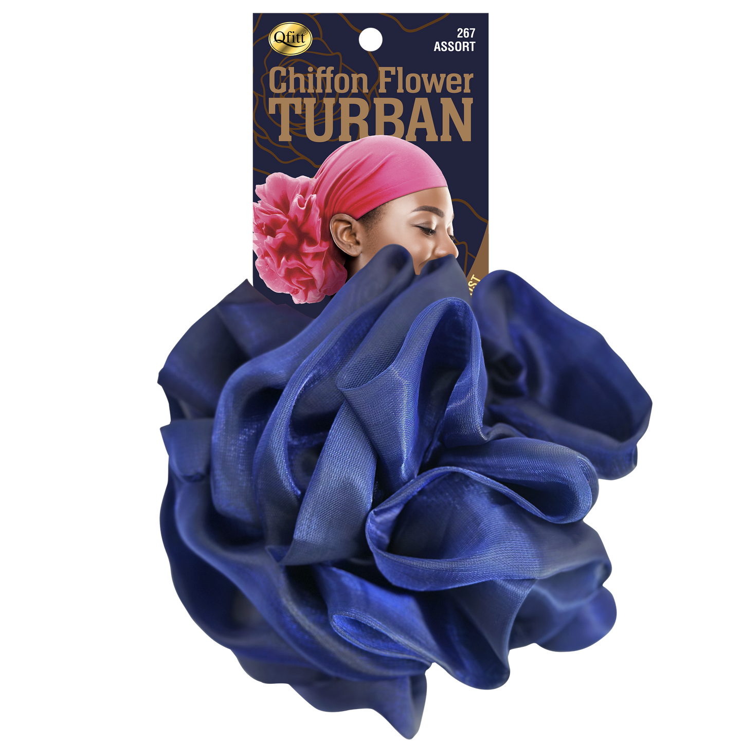 CHIFFON FLOWER TURBAN [ASSORT-6 PIECES SET]