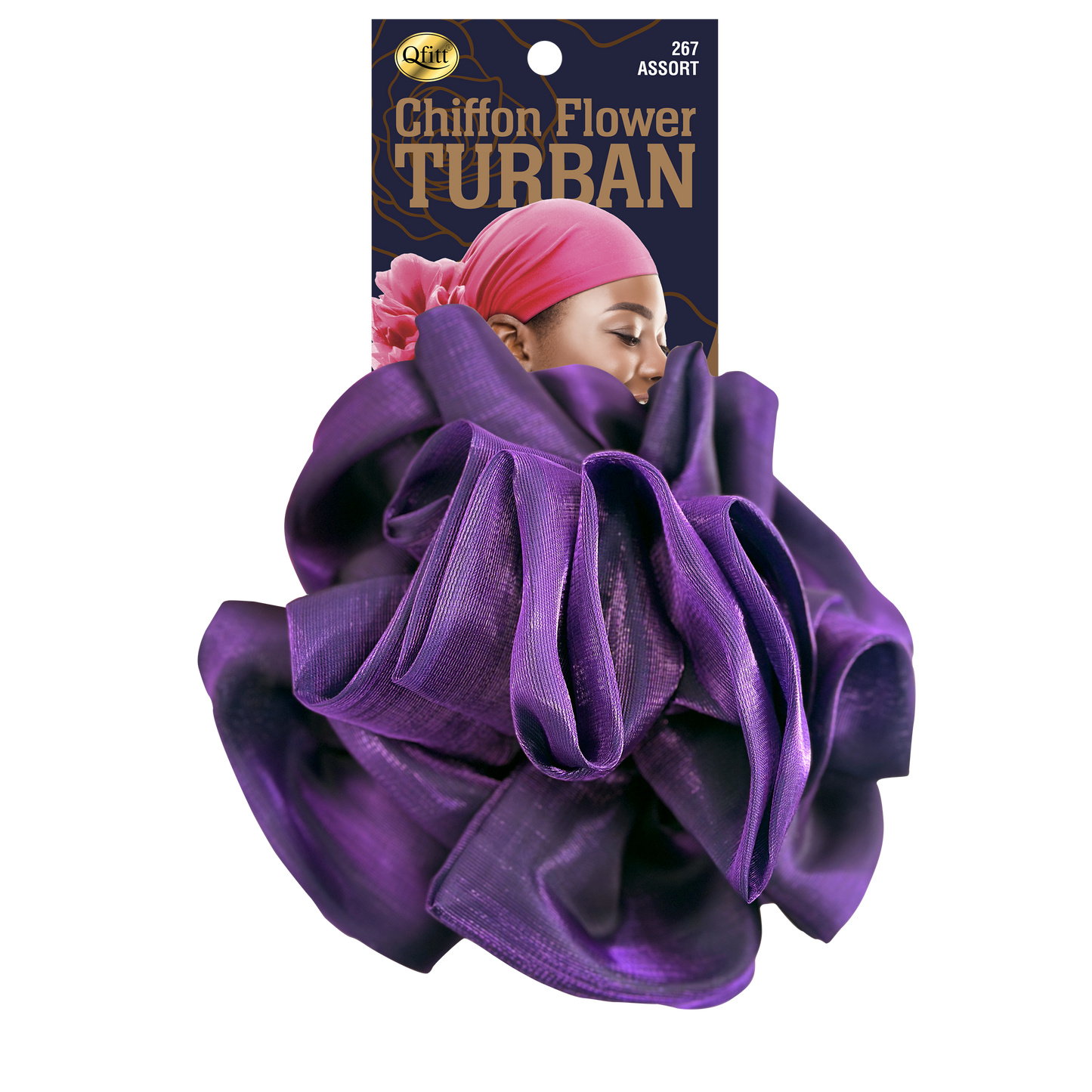 CHIFFON FLOWER TURBAN [ASSORT-6 PIECES SET]