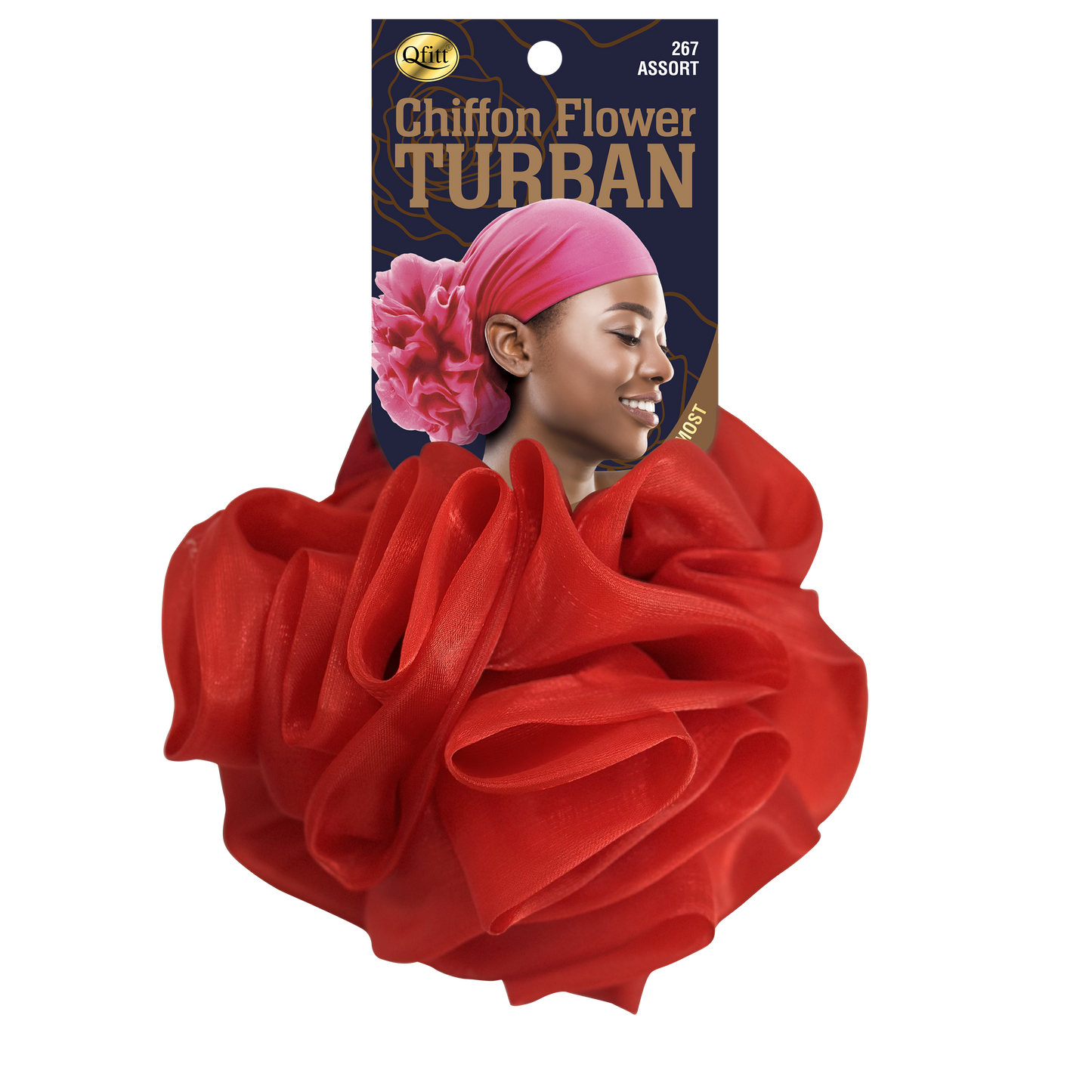 CHIFFON FLOWER TURBAN [ASSORT-6 PIECES SET]