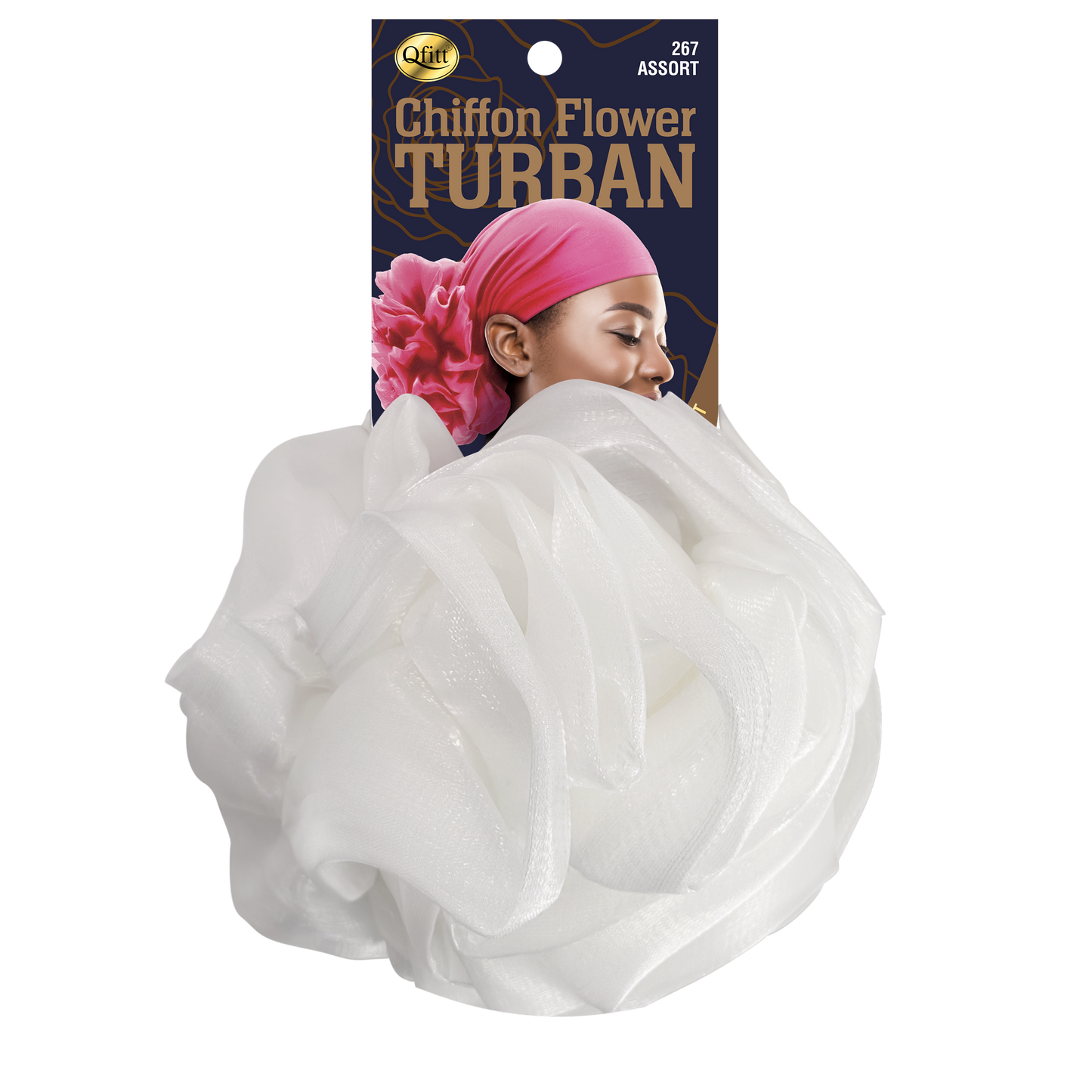 CHIFFON FLOWER TURBAN [ASSORT-6 PIECES SET]