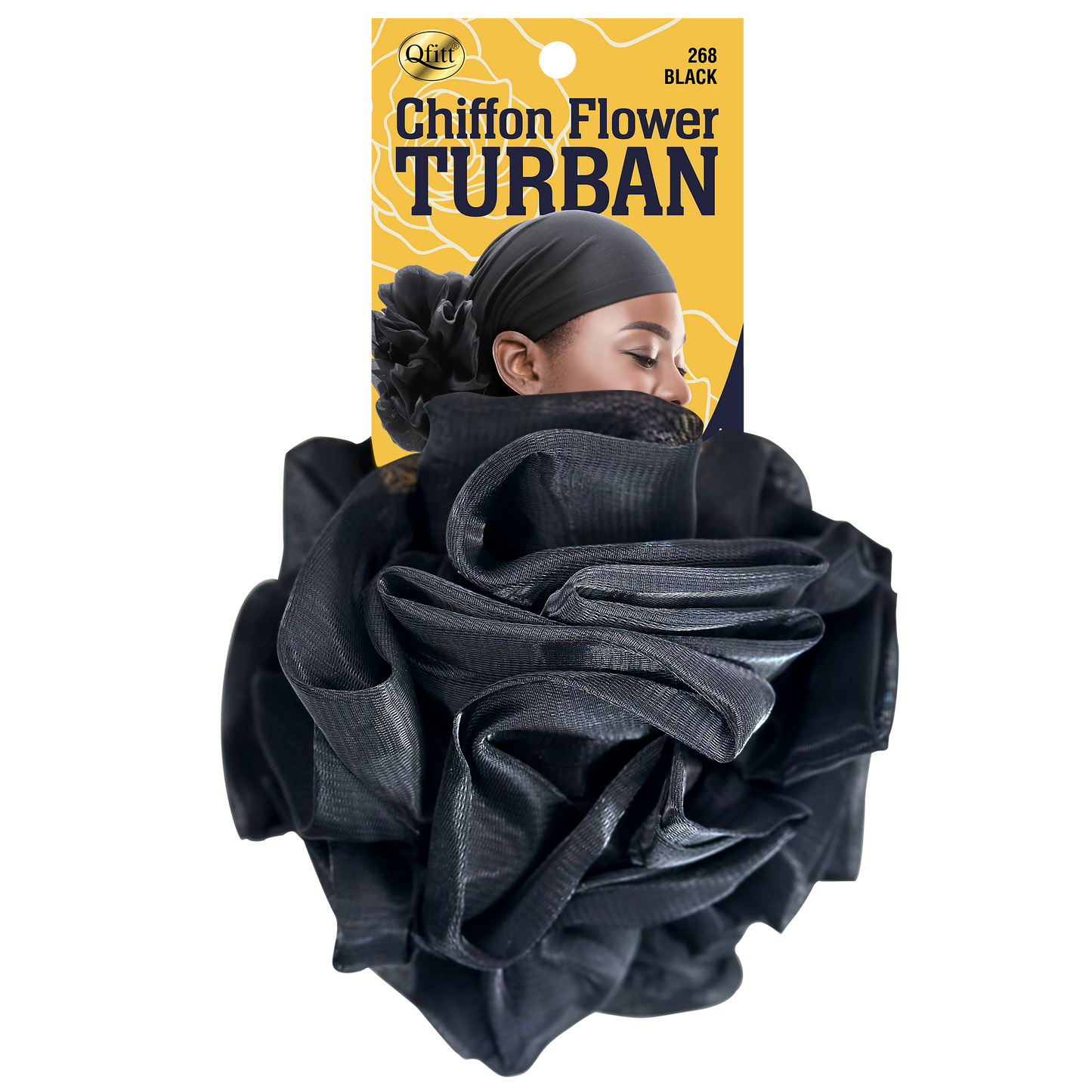 CHIFFON FLOWER TURBAN [BLACK]