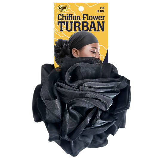CHIFFON FLOWER TURBAN [BLACK]