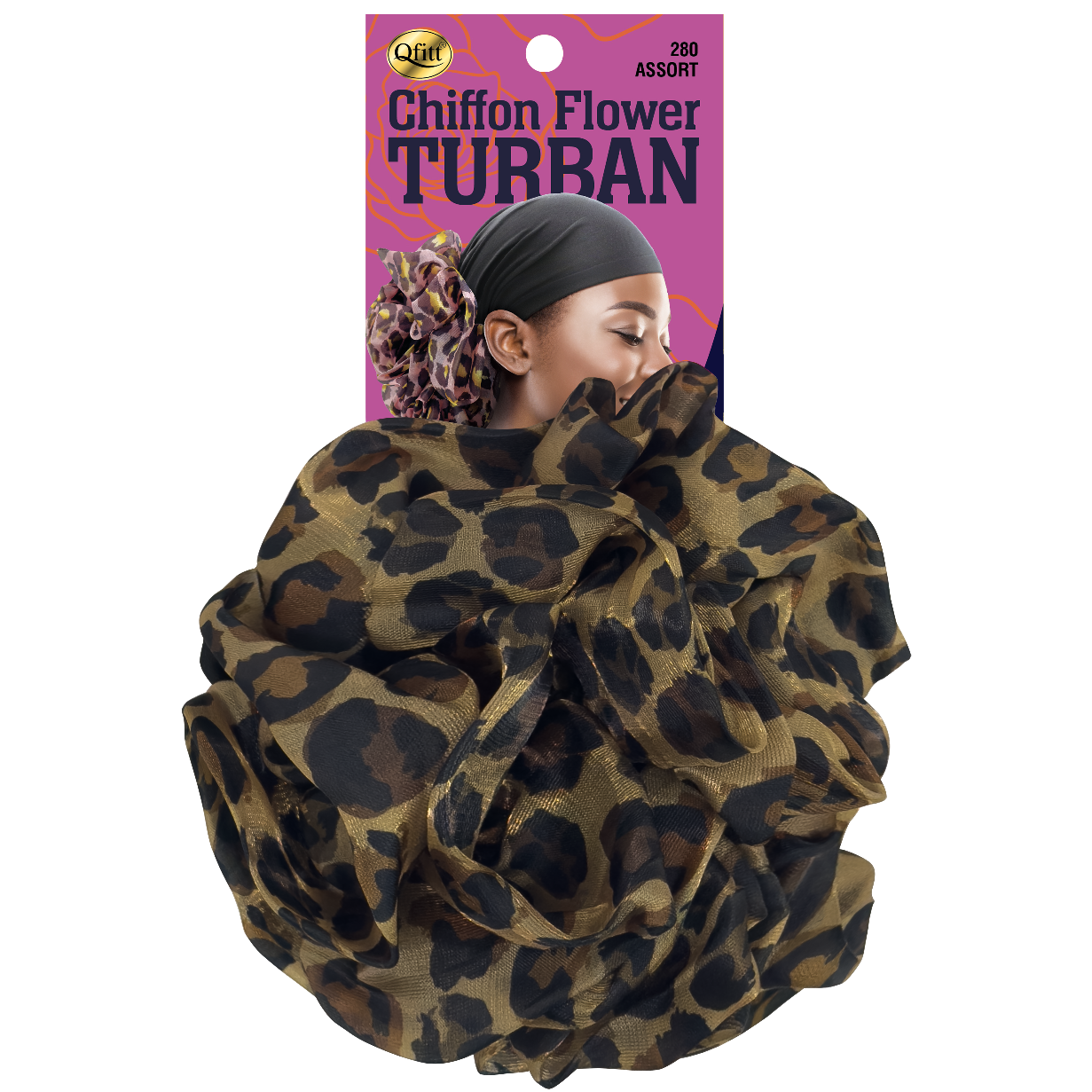 CHIFFON FLOWER PATTERN TURBAN [ASSORT-6 PIECES SET]