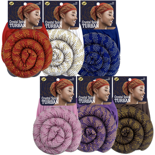 CRYSTAL SPIRAL TURBAN [ASSORT- 6PIECES SET]