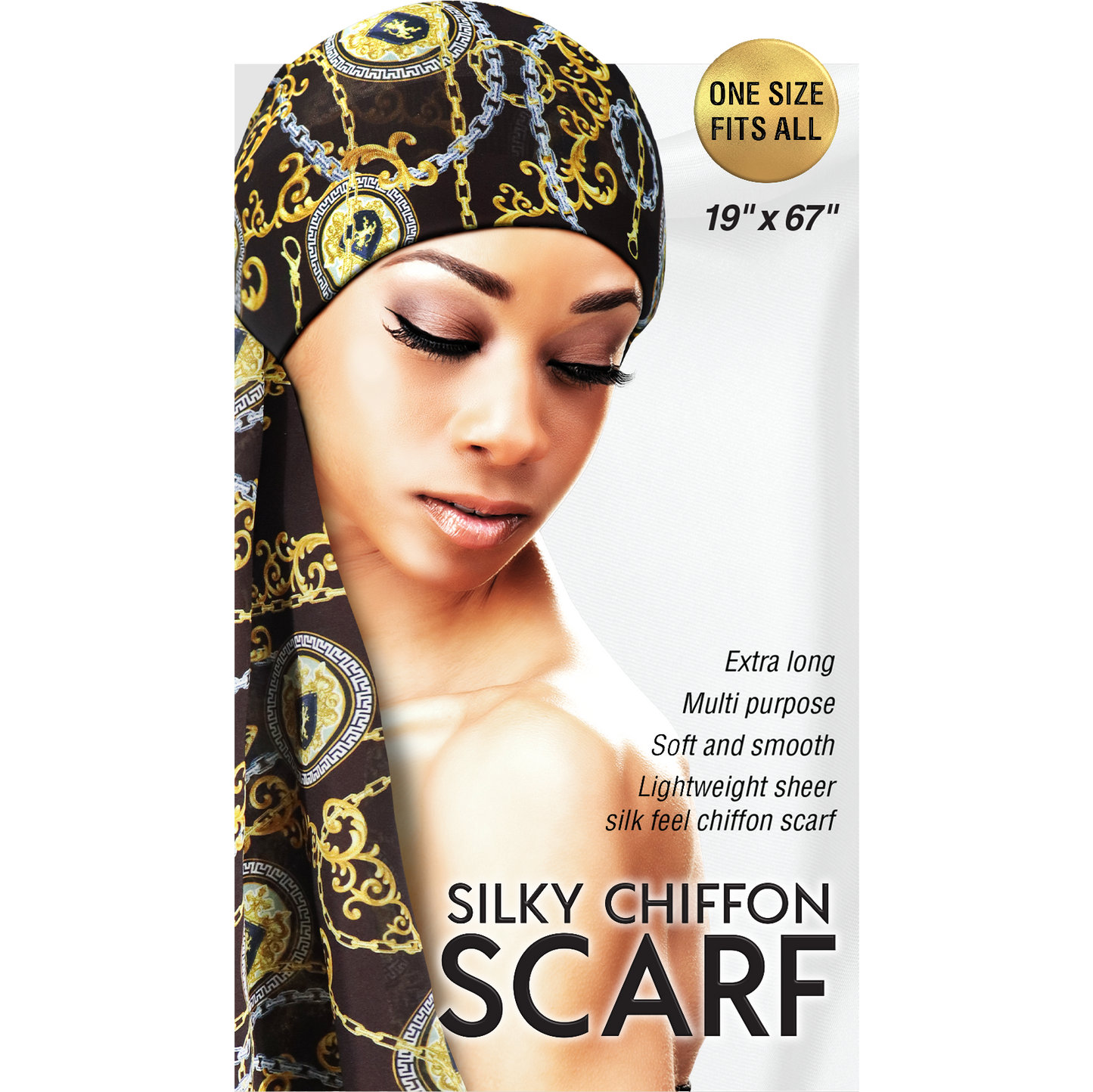 SILKY CHIFFON SCARF [ASSORT-12 PIECE SET]