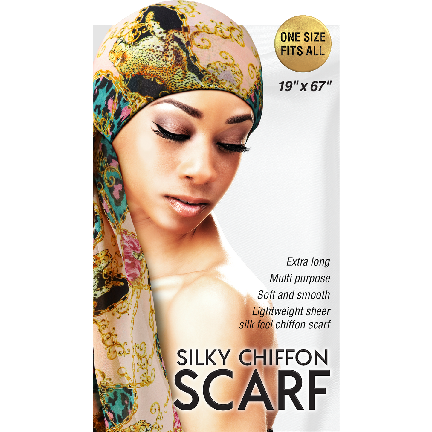 SILKY CHIFFON SCARF [ASSORT-12 PIECE SET]