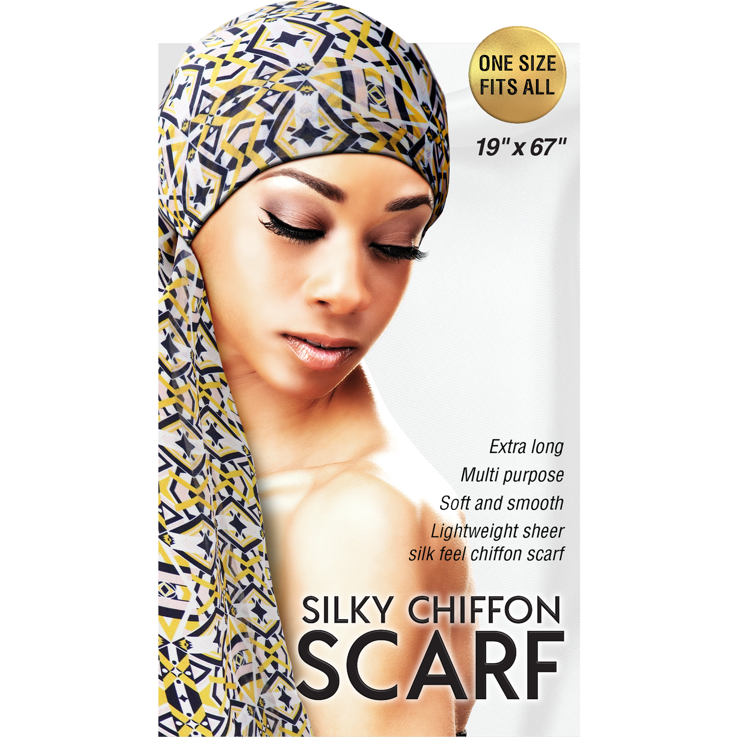 SILKY CHIFFON SCARF [ASSORT-12 PIECE SET]
