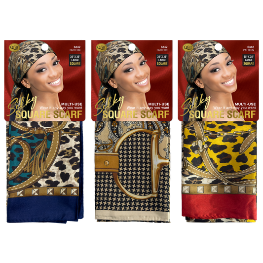 SILKY SQUARE PATTERN SCARF - BLENDED [3 PIECES SET]
