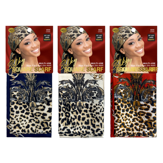 SILKY SQUARE PATTERN SCARF - CHAIN [3 PIECES SET]