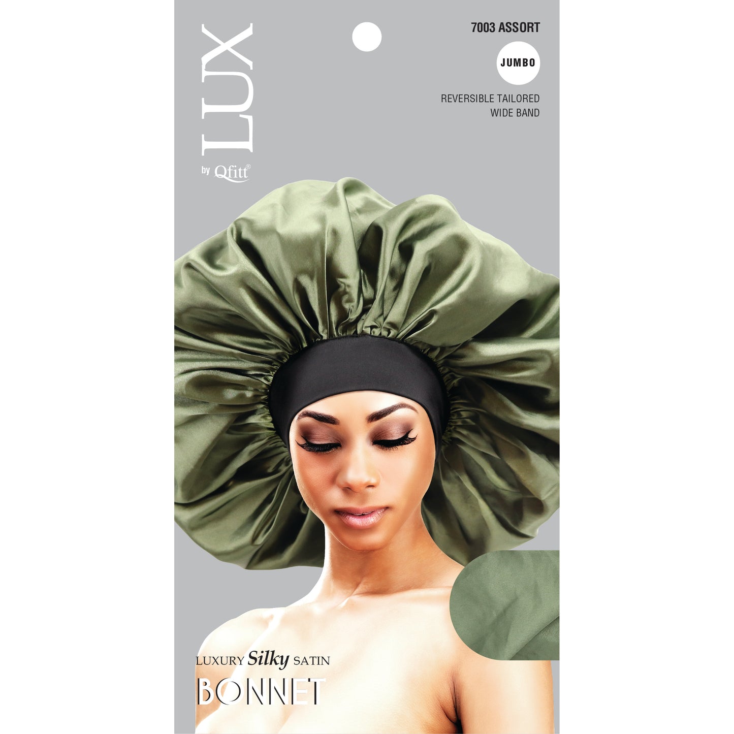 JUMBO LUXURY SILKY SATIN BONNET - SOLID [ASSORT-6 PIECES SET]