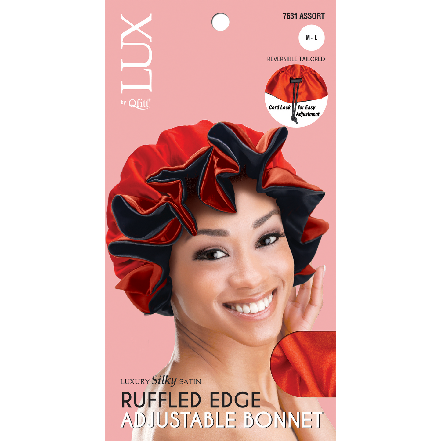 LUX RUFFLED EDGE ADJUSTABLE BONNET M-L [ASSORT-6PIECES SET]