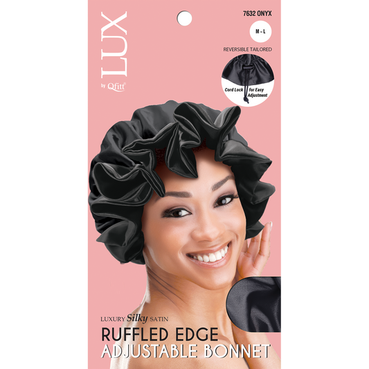 LUX RUFFLED EDGE ADJUSTABLE BONNET M-L [BLACK]