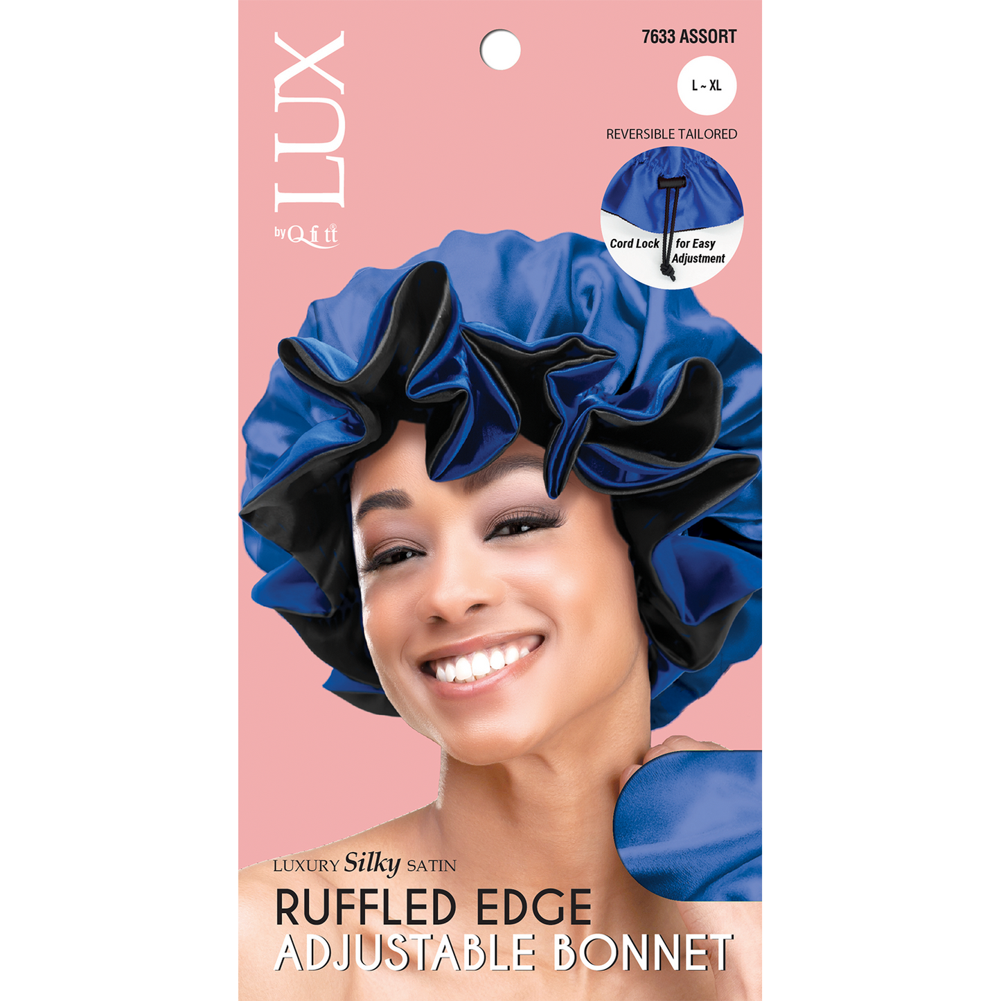 LUX RUFFLED EDGE ADJUSTABLE BONNET L-XL [ASSORT-6PIECES SET]