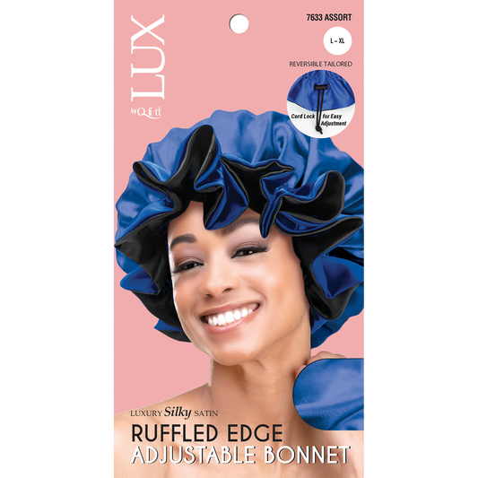 LUX RUFFLED EDGE ADJUSTABLE BONNET L-XL [ASSORT-6PIECES SET]