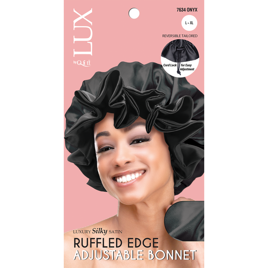 LUX RUFFLED EDGE ADJUSTABLE BONNET L-XL [BLACK]