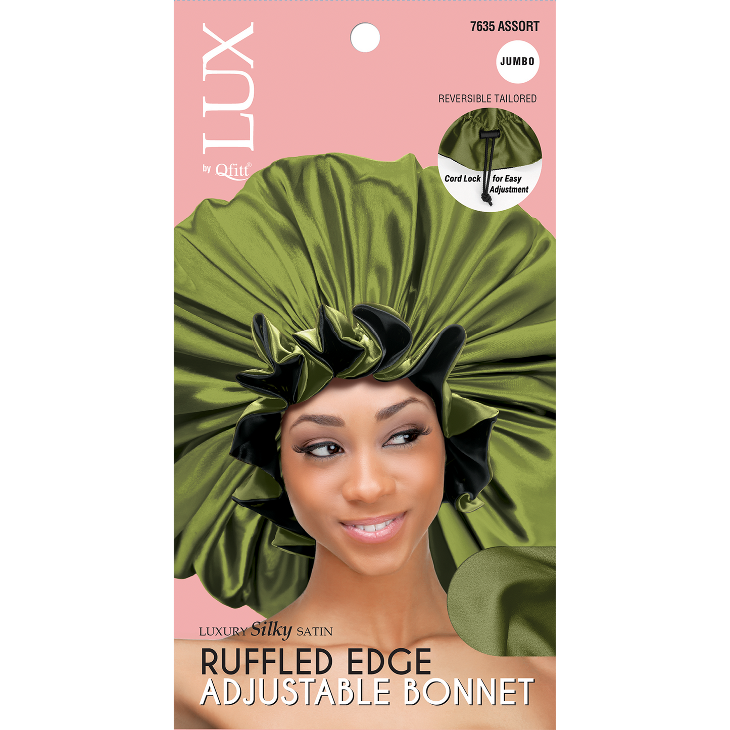 LUX RUFFLED EDGE ADJUSTABLE BONNET JUMBO [ASSORT-6PIECES SET]
