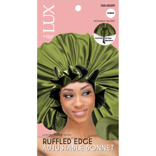 LUX RUFFLED EDGE ADJUSTABLE BONNET JUMBO [ASSORT-6PIECES SET]