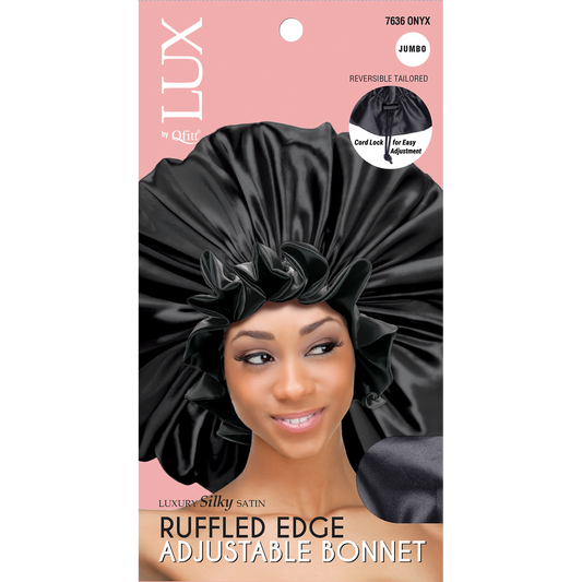 LUX RUFFLED EDGE ADJUSTABLE BONNET JUMBO [BLACK]