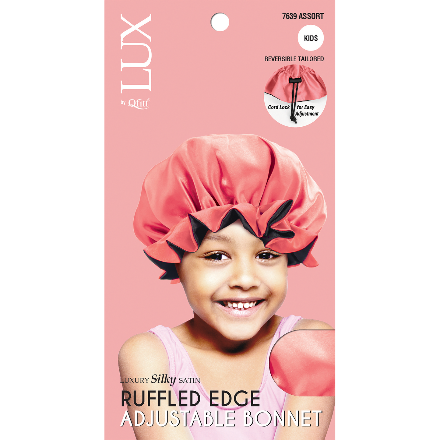 LUX RUFFLED EDGE ADJUSTABLE BONNET KIDS [ASSORT-6PIECES SET]