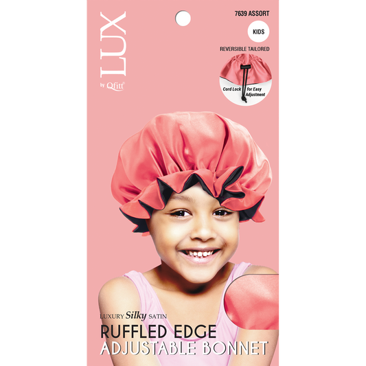 LUX RUFFLED EDGE ADJUSTABLE BONNET KIDS [ASSORT-6PIECES SET]