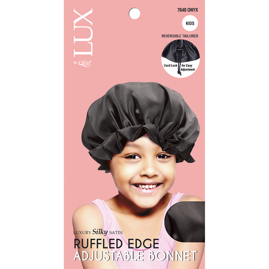 LUX RUFFLED EDGE ADJUSTABLE BONNET KIDS [BLACK]