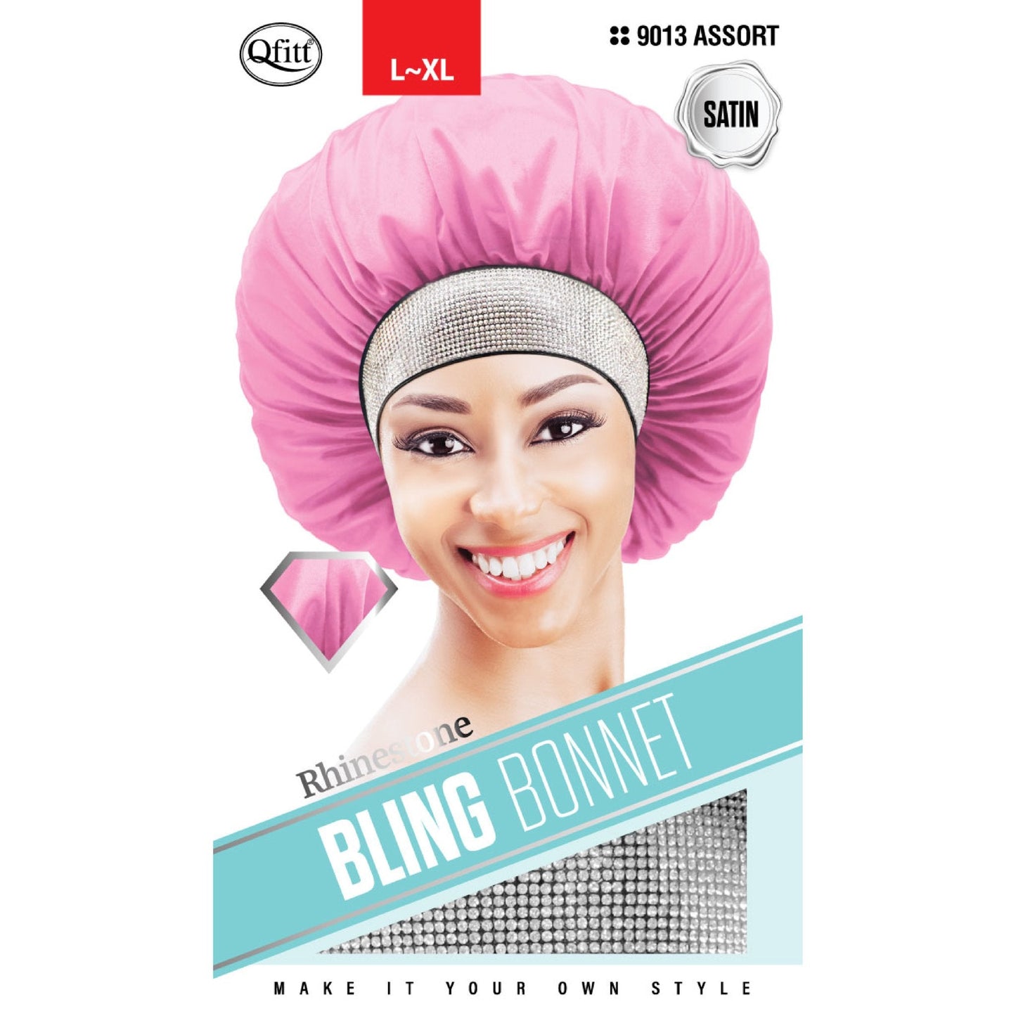 BLING SATIN BONNET - RHINESTONE - 9013