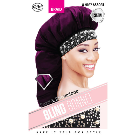 BLING SATIN BRAID BONNET - PEARL - 9027