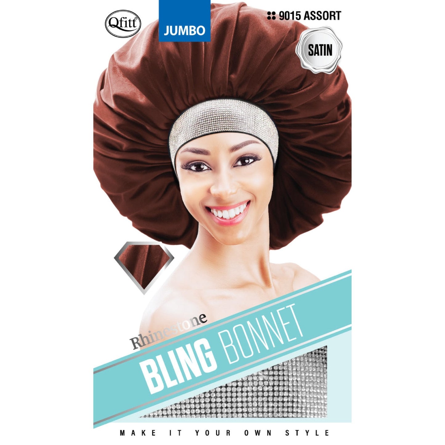 BLING SATIN JUMBO BONNET - RHINESTONE - 9015