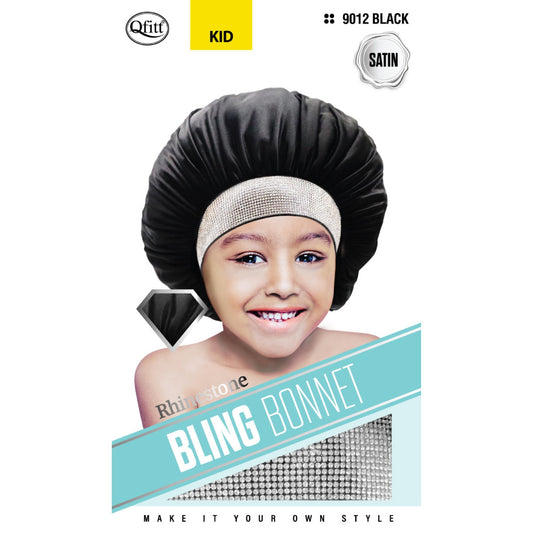 BLING SATIN KIDS BONNET - RHINESTONE - 9012