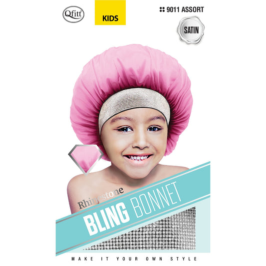 BLING SATIN KIDS BONNET - RHINESTONE - 9011