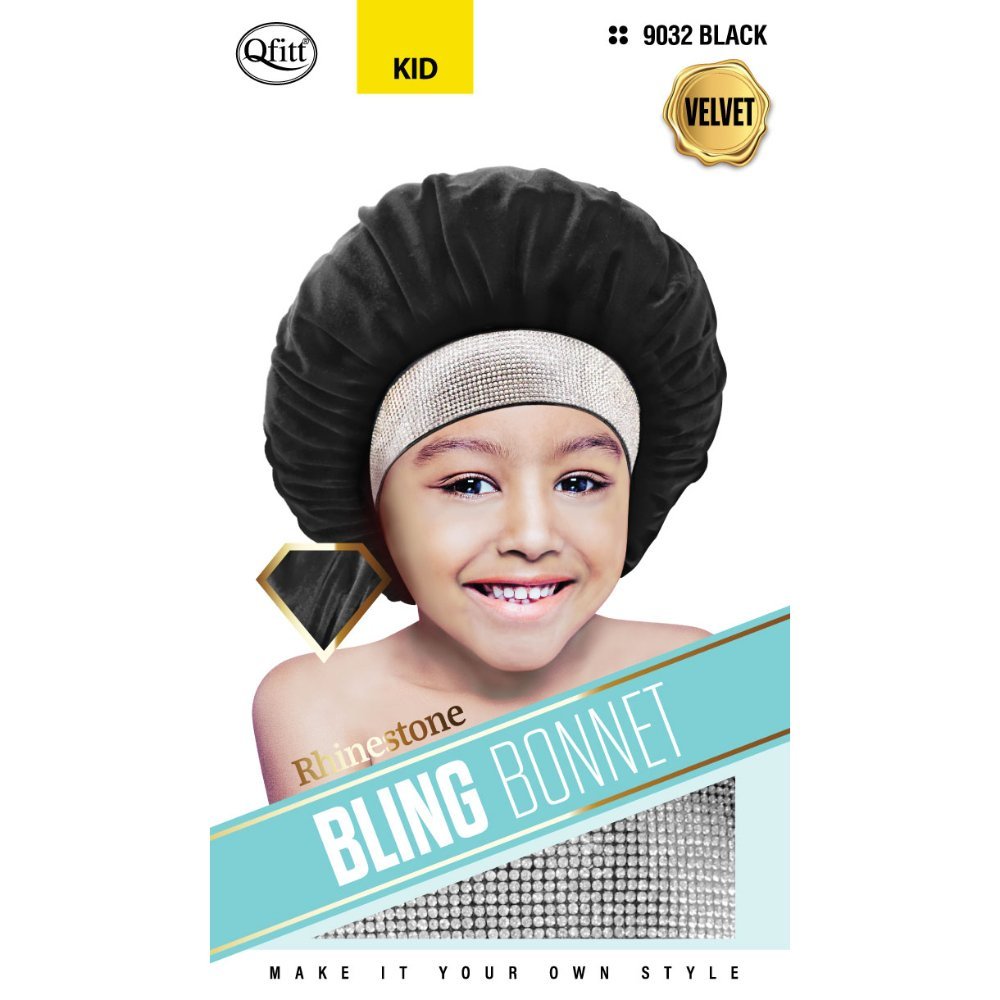 BLING VELVET KIDS BONNET - RHINESTONE - 9032