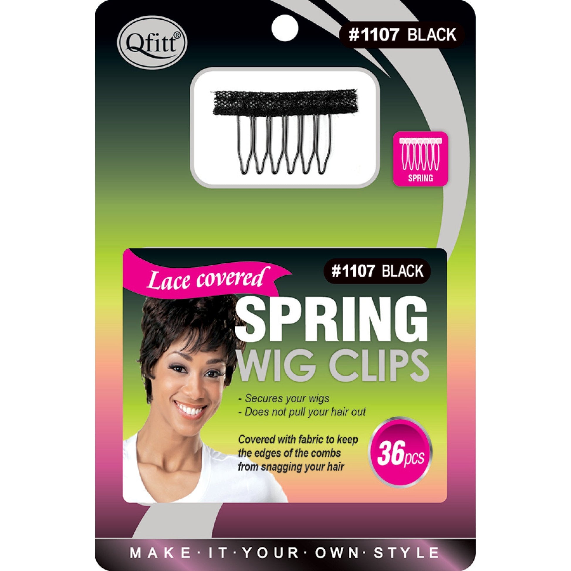 BLISTER LACE COVERED SPRING WIG CLIPS - 1107