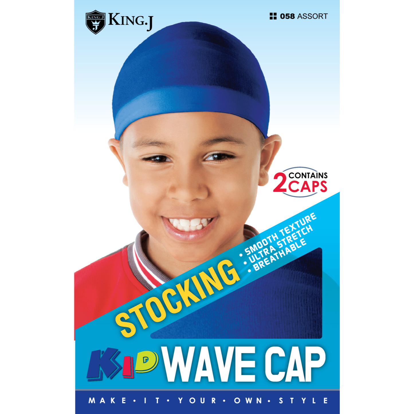 KIDS STOCKING WAVE CAP [ASSORT-12 PIECES SET]