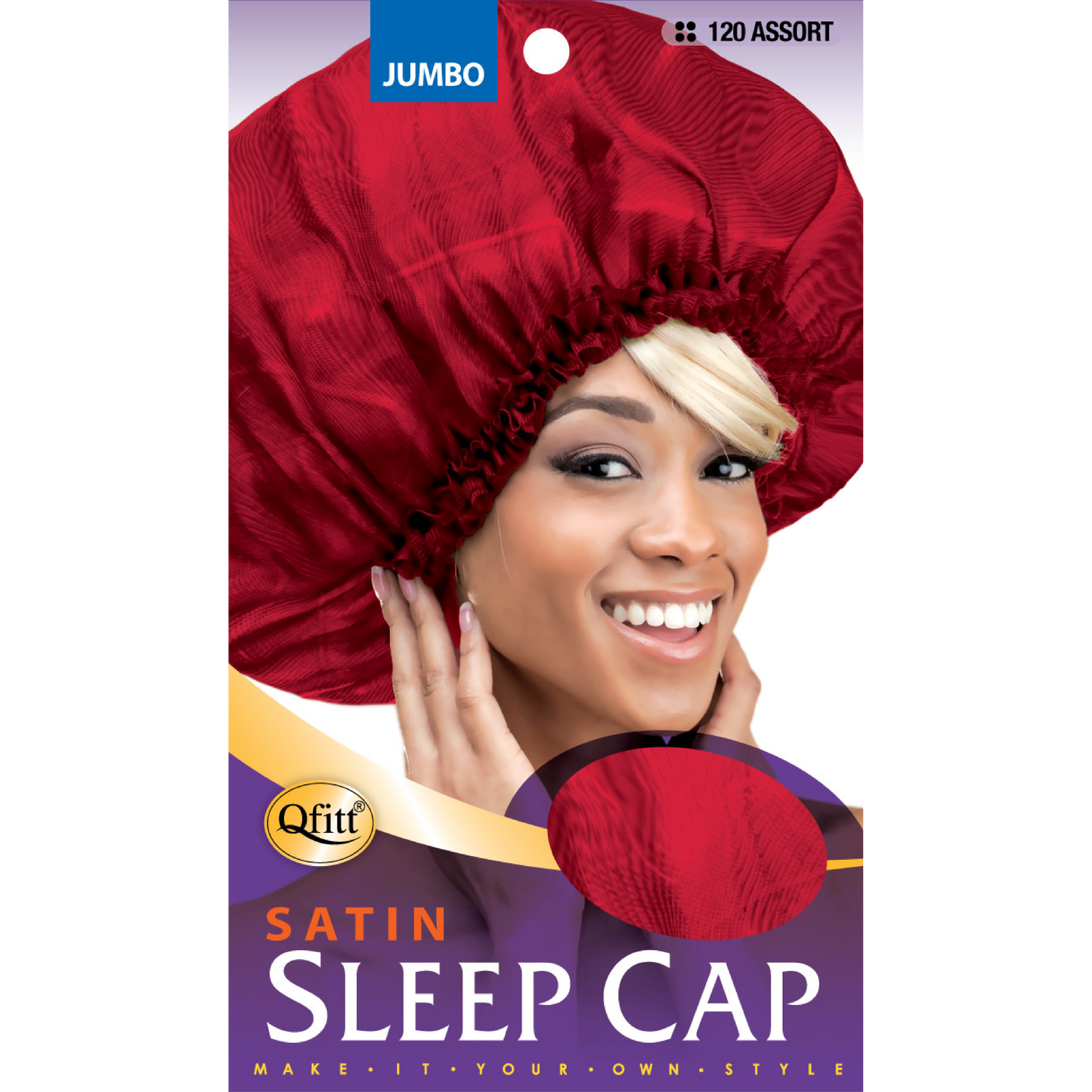 JUMBO SATIN SLEEP CAP [ASSORT-12 PIECES SET]