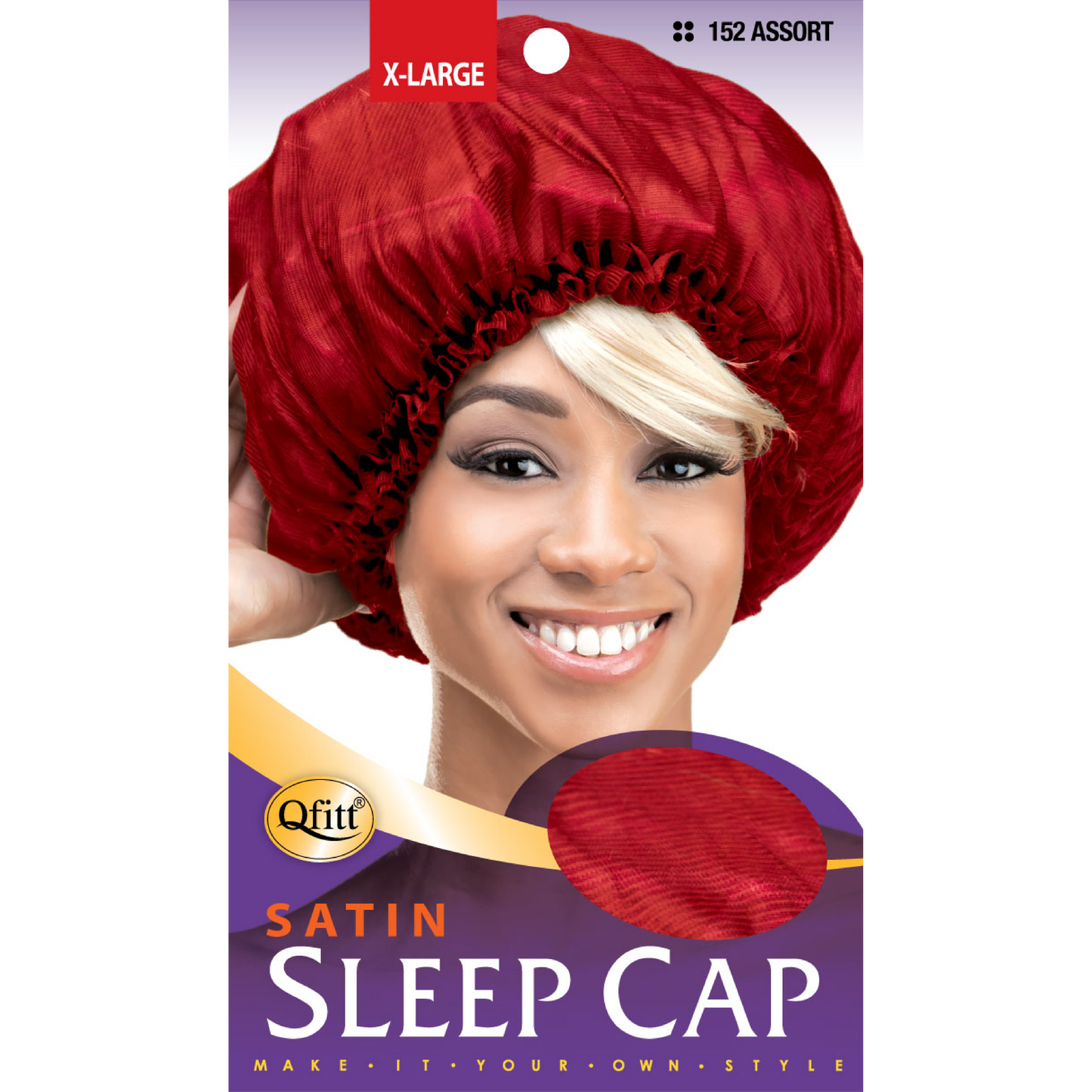 X-LARGE SATIN SLEEP CAP [ASSORT-12 PIECES SET]