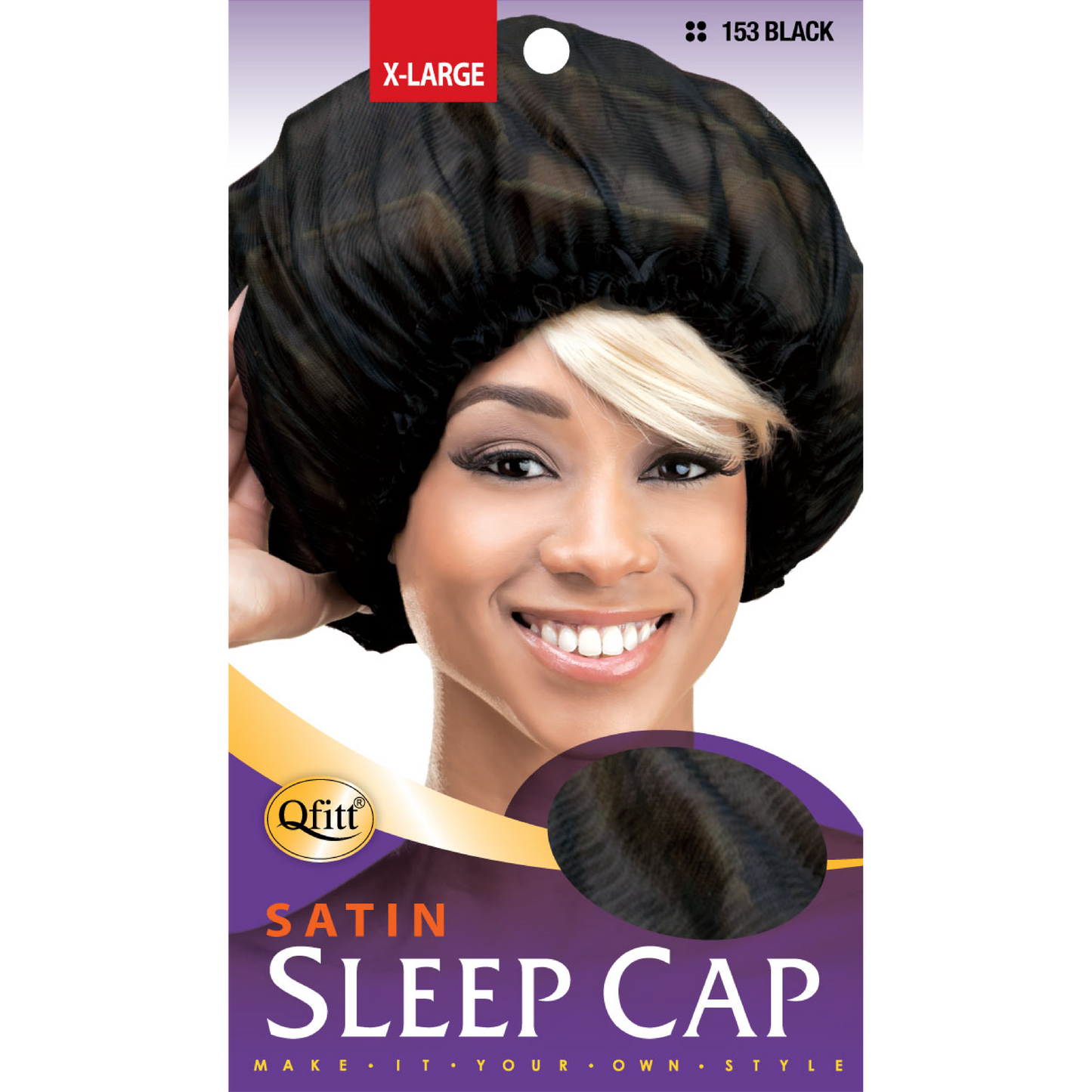X-LARGE SATIN SLEEP CAP [BLACK]