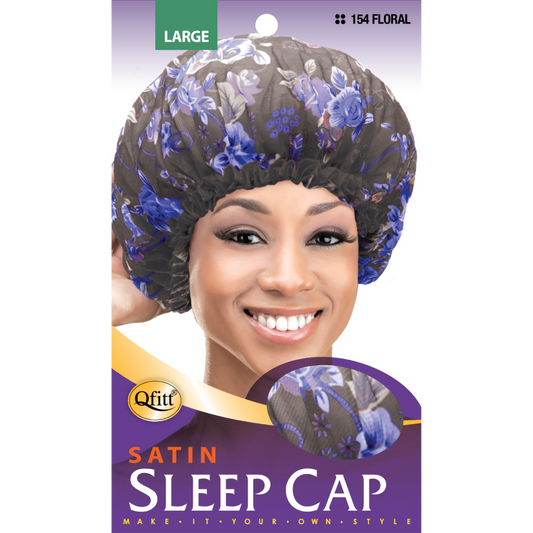 LARGE SATIN SLEEP CAP - FLORAL [ASSORT-12 PIECES SET]