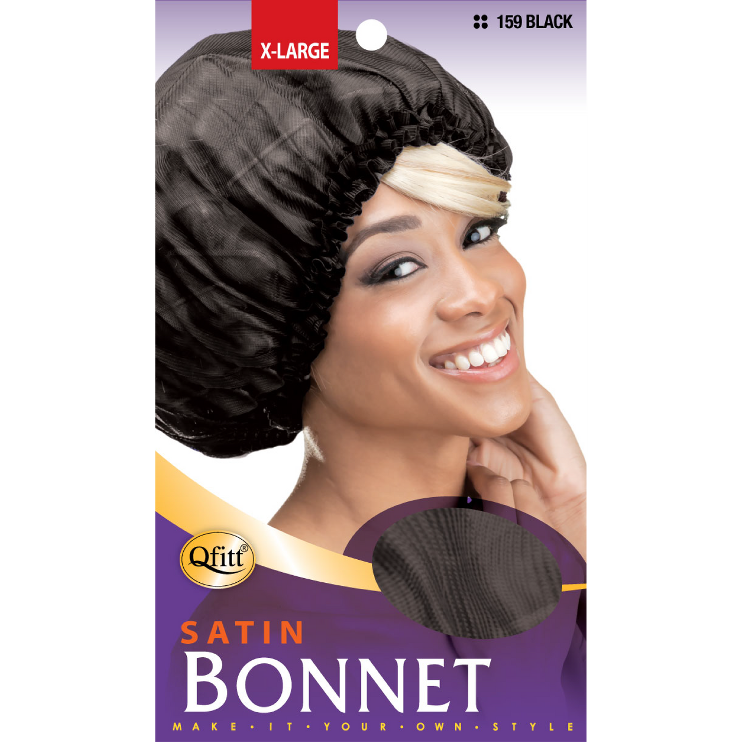 X-LARGE SATIN BONNET [BLACK]