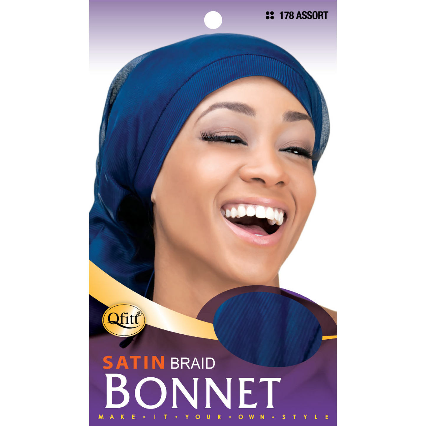 BRAID SATIN BONNET [ASSORT-12 PIECES SET]