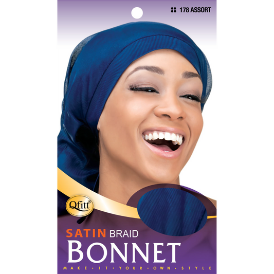 BRAID SATIN BONNET [ASSORT-12 PIECES SET]