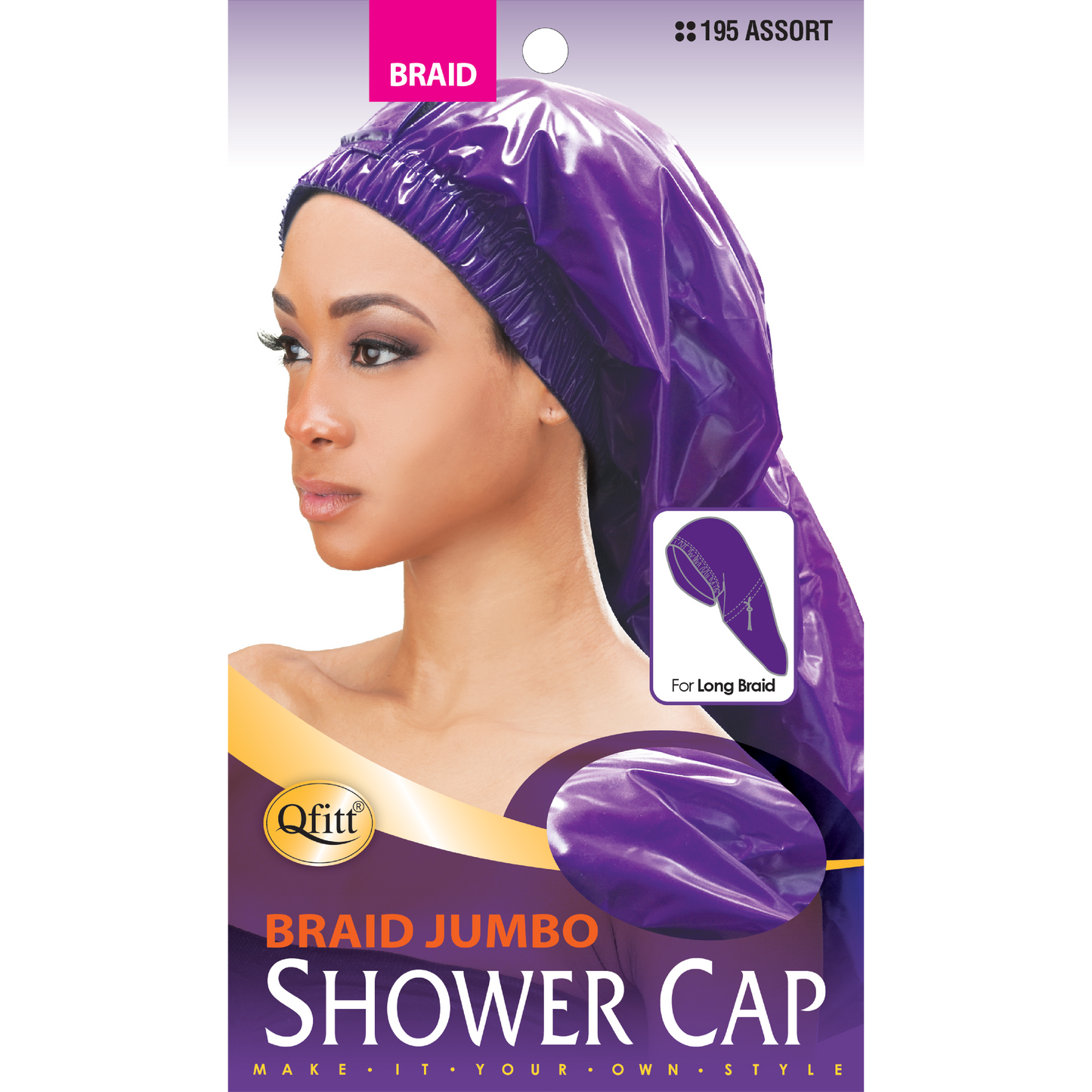 BRAID SHOWER CAP [ASSORT-12 PIECES SET]