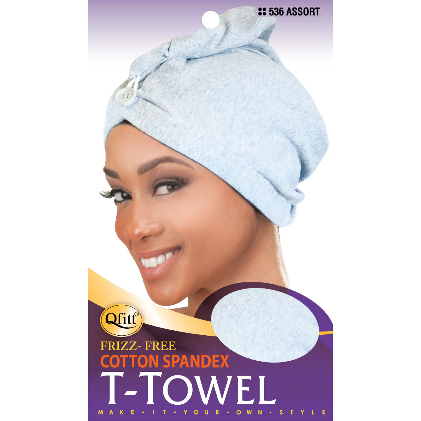 FRIZZ-FREE COTTON SPANDEX T-TOWEL [ASSORT-12 PIECES SET]