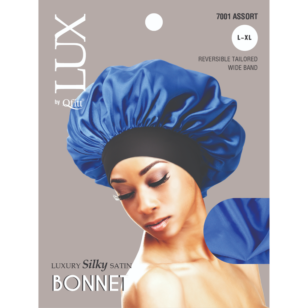 X-LARGE LUXURY SILKY SATIN BONNET - SOLID [ASSORT-6 PIECES SET]