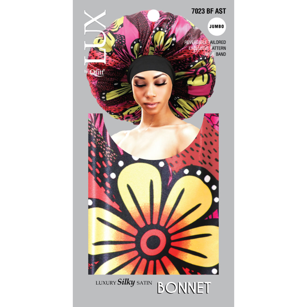 JUMBO LUXURY SILKY SATIN BONNET - PATTERN [ASSORT-6 PIECES SET]