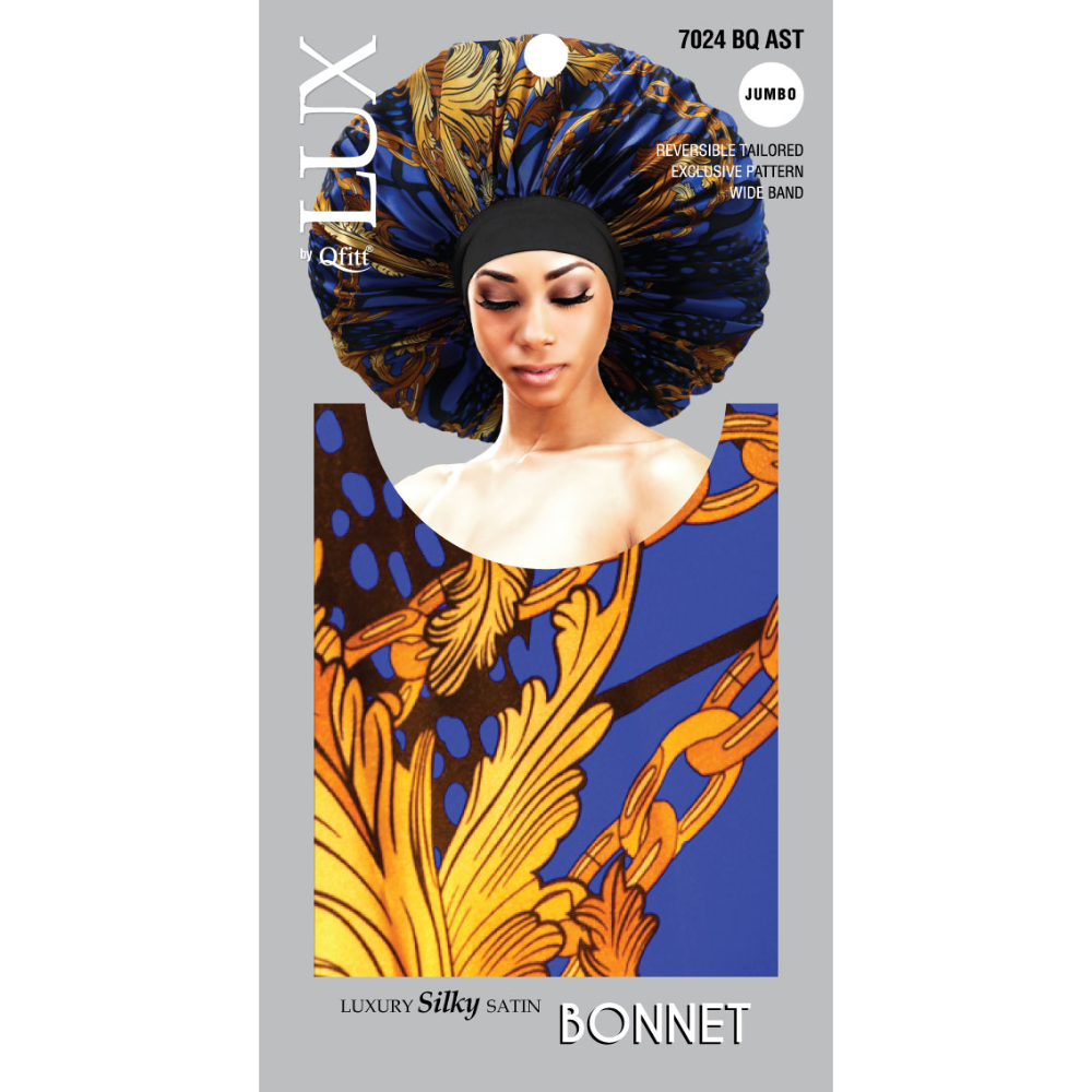 JUMBO LUXURY SILKY SATIN BONNET - PATTERN [ASSORT-6 PIECES SET]