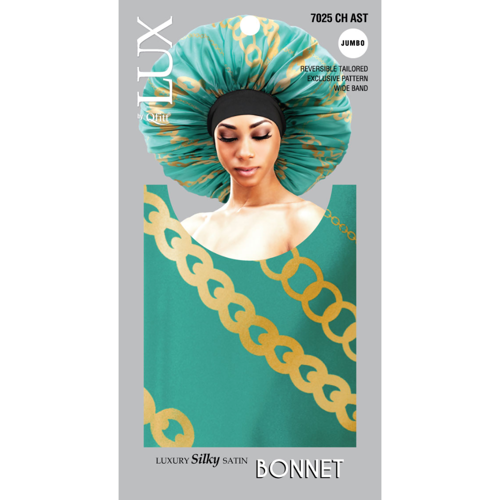 JUMBO LUXURY SILKY SATIN BONNET - PATTERN [ASSORT-6 PIECES SET]