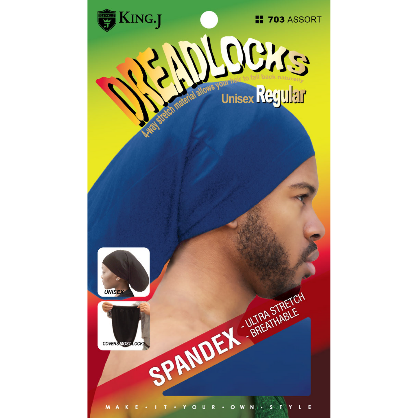 REGULAR SPANDEX DREADLOCKS CAP [ASSORT-12 PIECES SET]